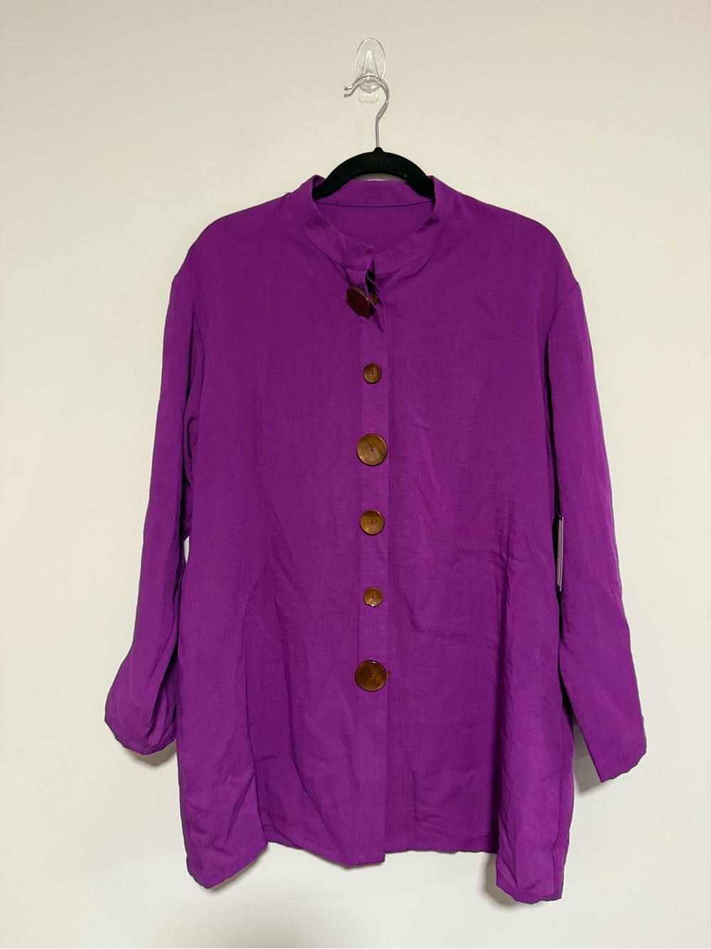 Fridaze Purple Linen Button Front Tunic Size Medium NWT Lagenlook Minimalist